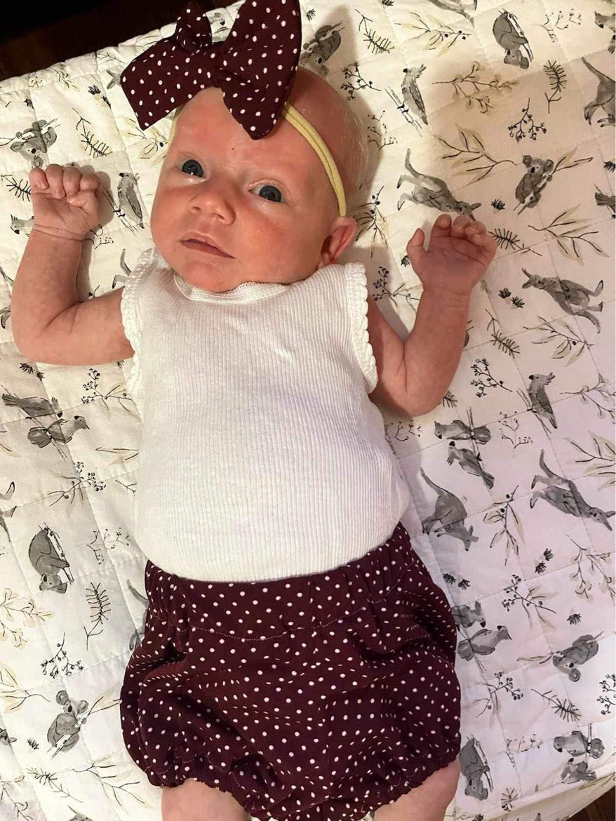 Burgundy and Pink Polka Dot Bloomers & Headband Set