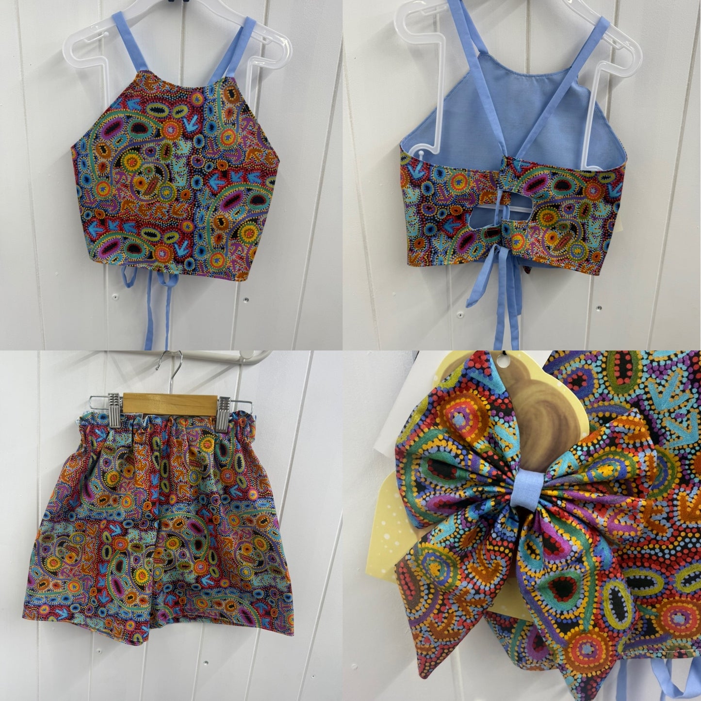 Tie Back Top, Shorts & Bow Clip Sets (Size 6 to 10)