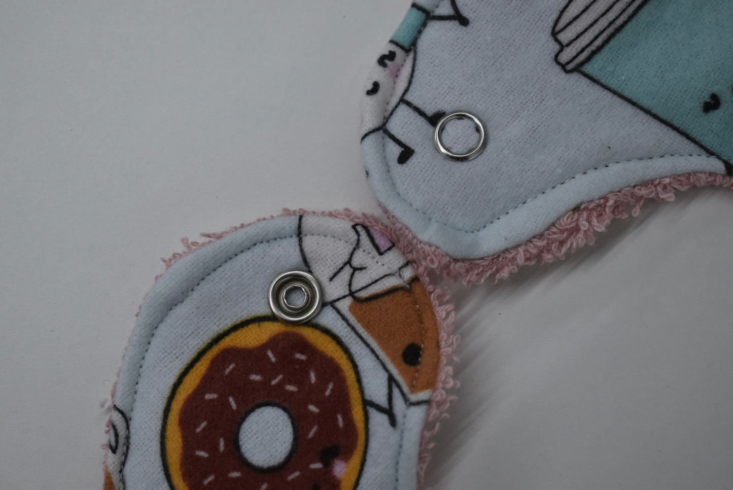 Coffee & Doughnut Bibs with Pink Terry Towel (Luxe)