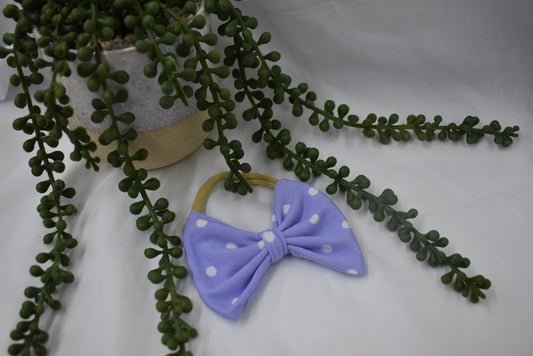 Purple and White Polka Dot Bow Headband