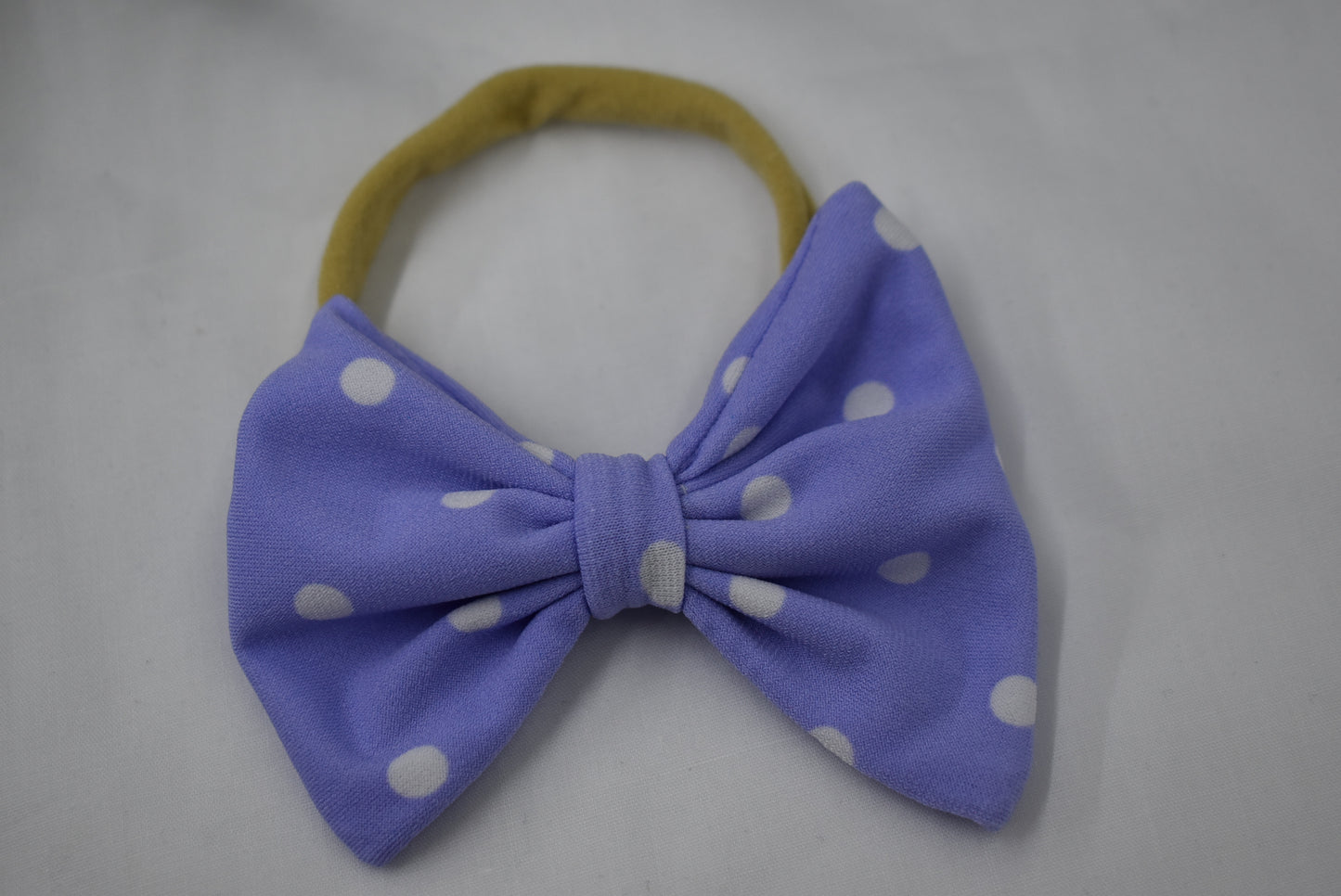 Purple and White Polka Dot Bow Headband