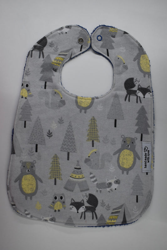 Forest Friends Bibs with Blue Terry Towel
